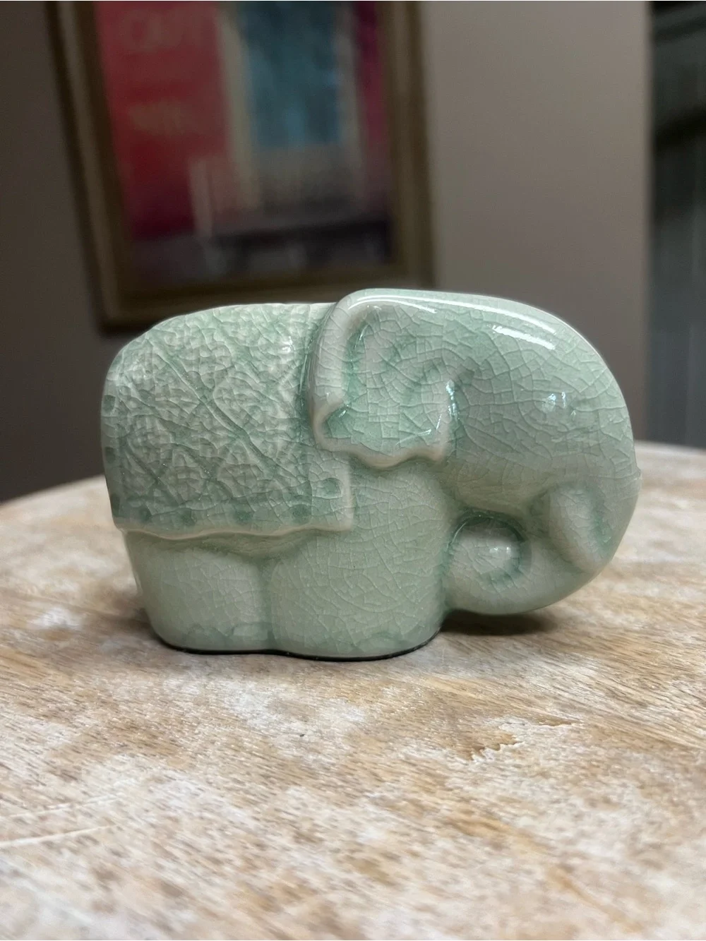 🐘Pier 1 Imports Celadon Ceramic Elephant Business Card Holder
